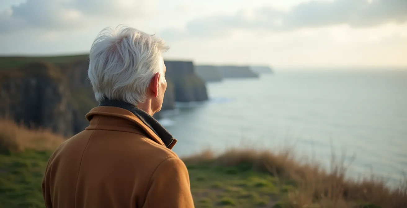Personne âgée contemplant la vue depuis le Cap Blanc-Nez